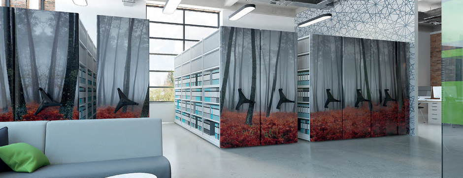 rayonnage mobile pour bureaux , graphique