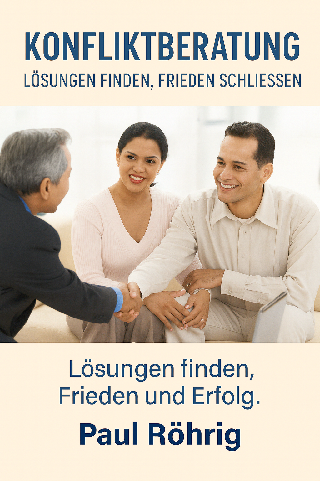 „Konfliktberatung per Videoanruf – drei Personen im harmonischen Austausch über persönliche und berufliche Herausforderungen“