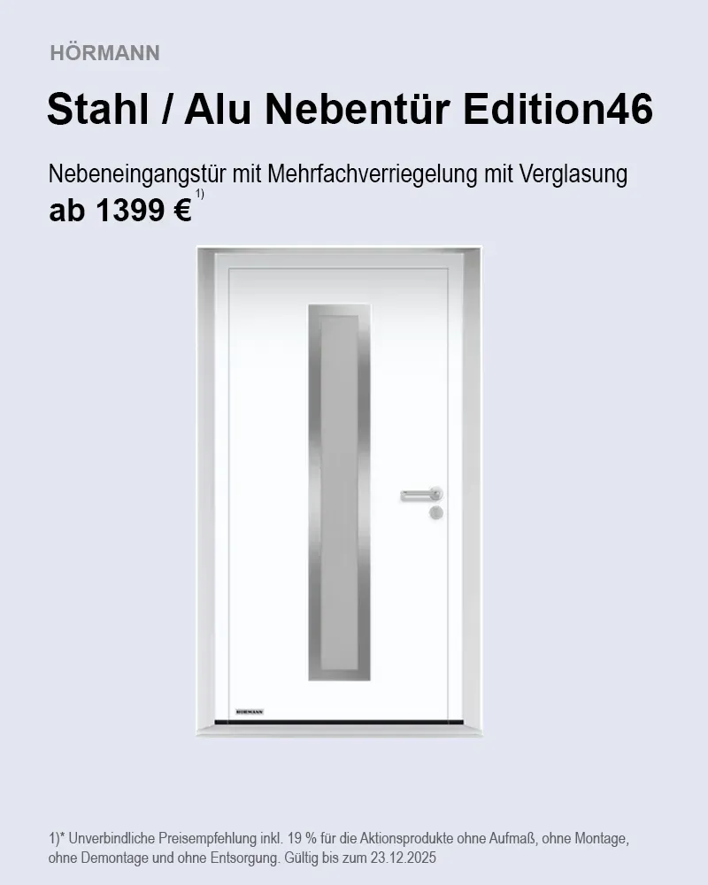 Edition46 Stahl Alu Nebeneingangstür Hörmann Nebentür für Neubau oder Renovation Edition 46