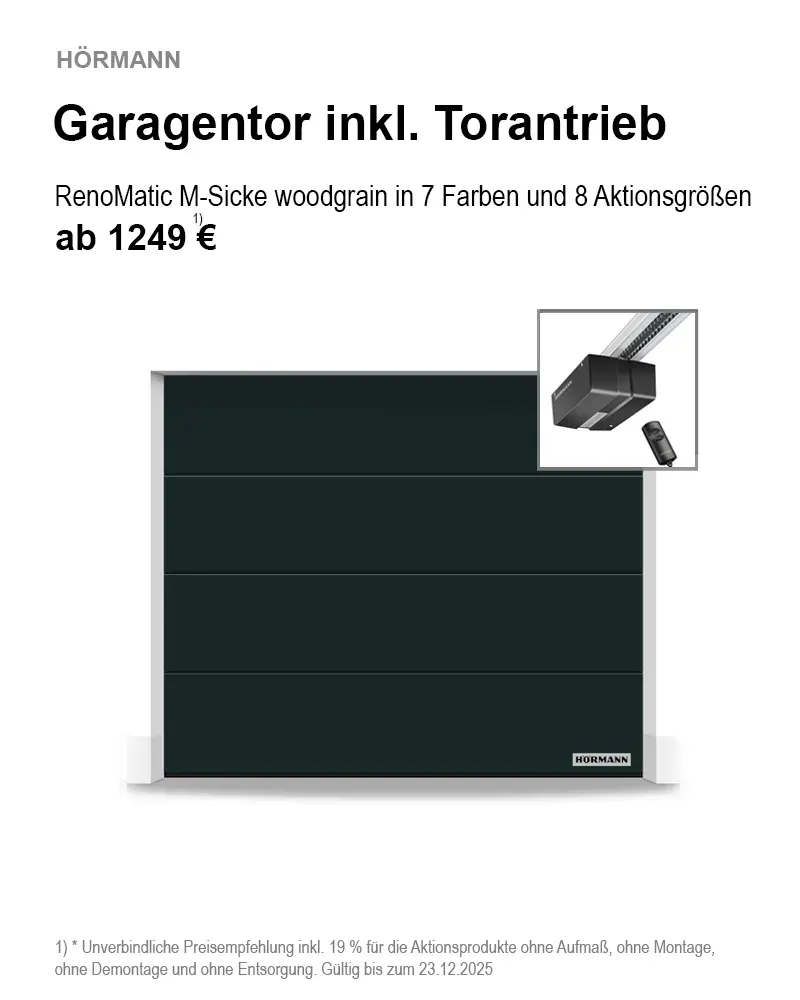 Hörmann Garagentorset RenoMatic M-Sicke mit Hörmann Antrieb DuraMatic für Neubau einer Garage oder für Renovationen zu empfehlen