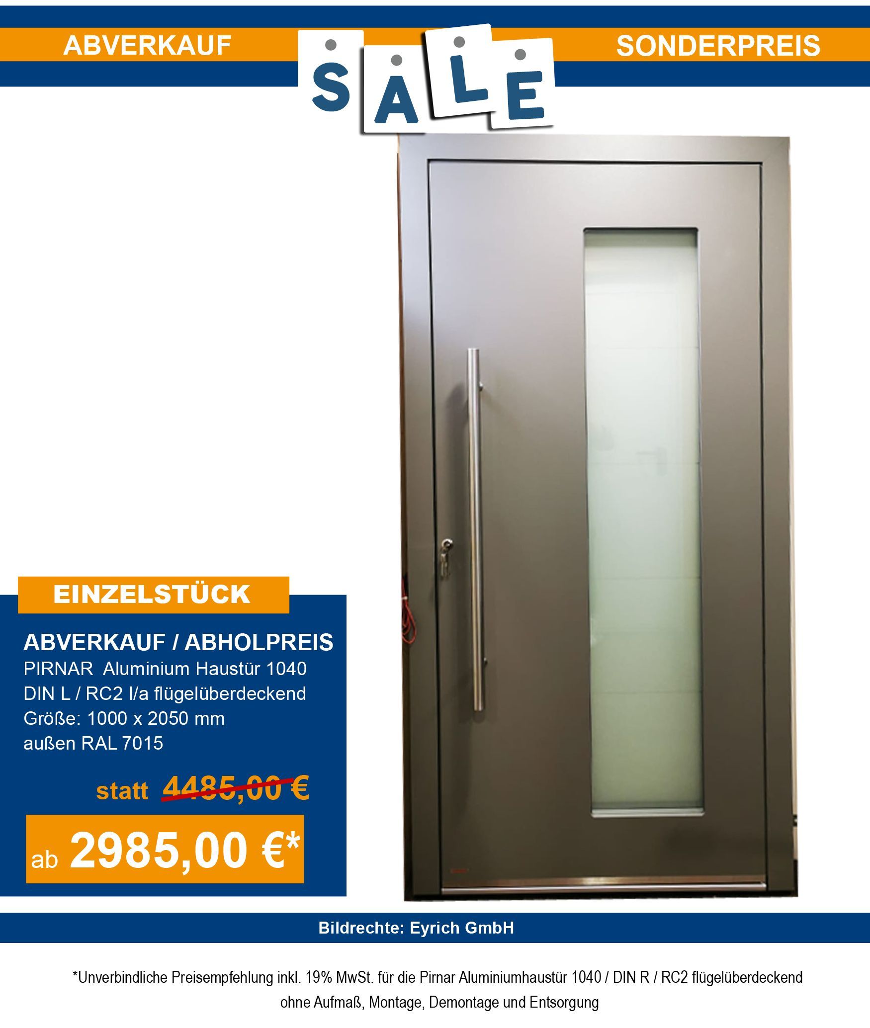 Aluminiumtür Kellertür Nebeneingangstür Ladentür Geschäftstür Hallentür Scheunentür Brennereitür RC3 Mietshaustür Bautür Neubautür Renovationstür