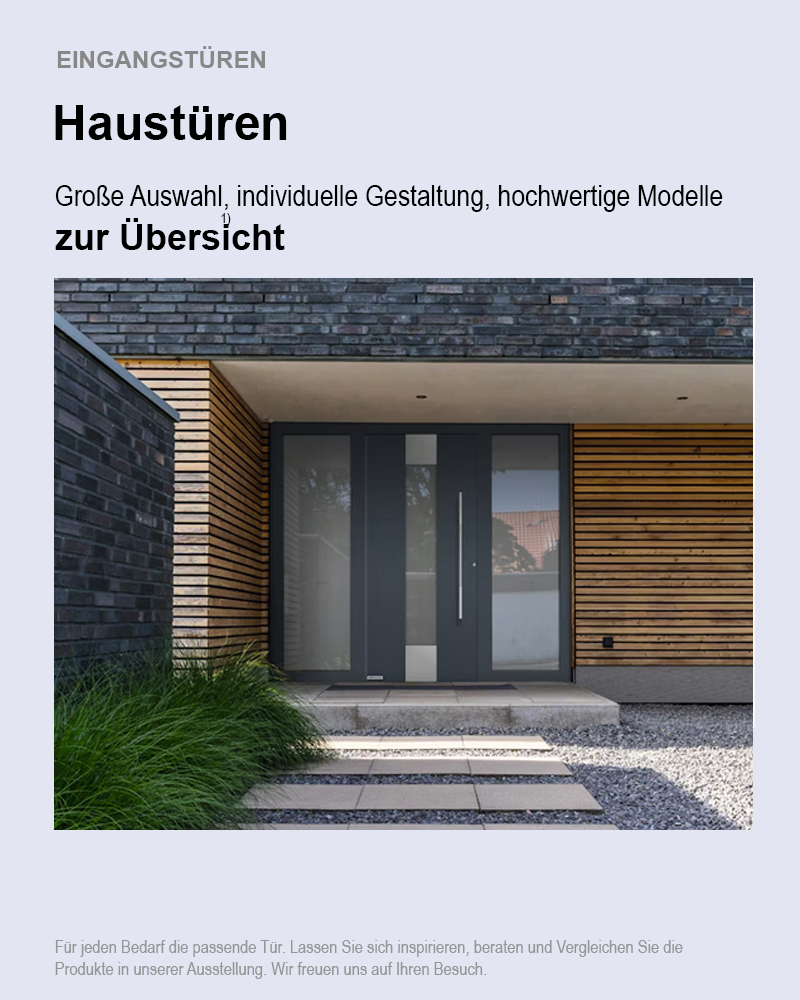 Moderne und sichere Haustüren kaufen
Haustür Fachberatung und Einbau
Energiesparende Haustüren für Ihr Zuhause
Hochwertige Haustüren nach Maß bestellen
Einbruchsichere Haustüren vom Experten