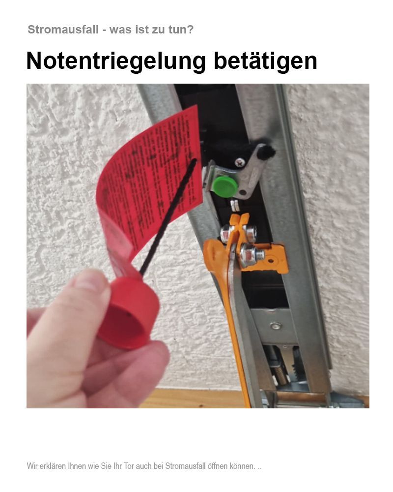 Tor Notentriegelung
Tor bei Stromausfall entriegeln
Notentriegelung Garagentor
Tor entriegeln bei Stromausfall
Garagentor Notentriegelung Anleitung
Notentriegelung Tor Anleitung
Tor manuell öffnen Stromausfall
Notöffnung Tor
Notentriegelung Industrietor
Notentriegelung elektrisches Tor