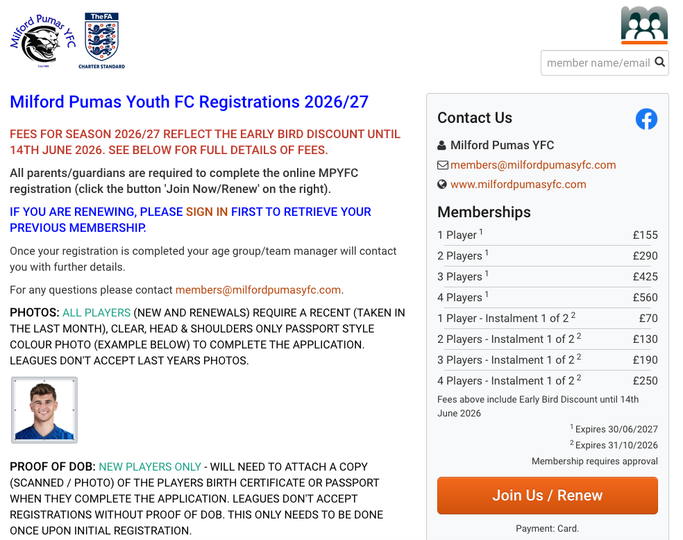 Grassroots Football Surrey Registrations