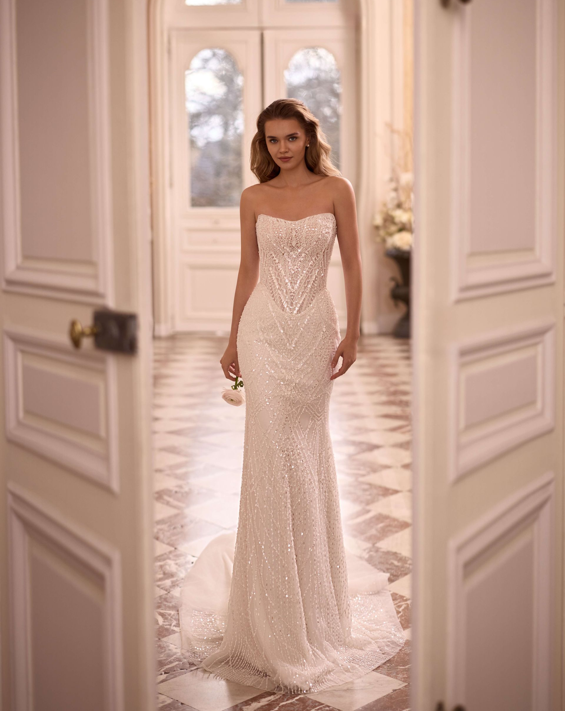 Lutricia S10229 BEADED Pearls and Crystals MERMAID BRIDAL GOWN SELESTIA PARIS