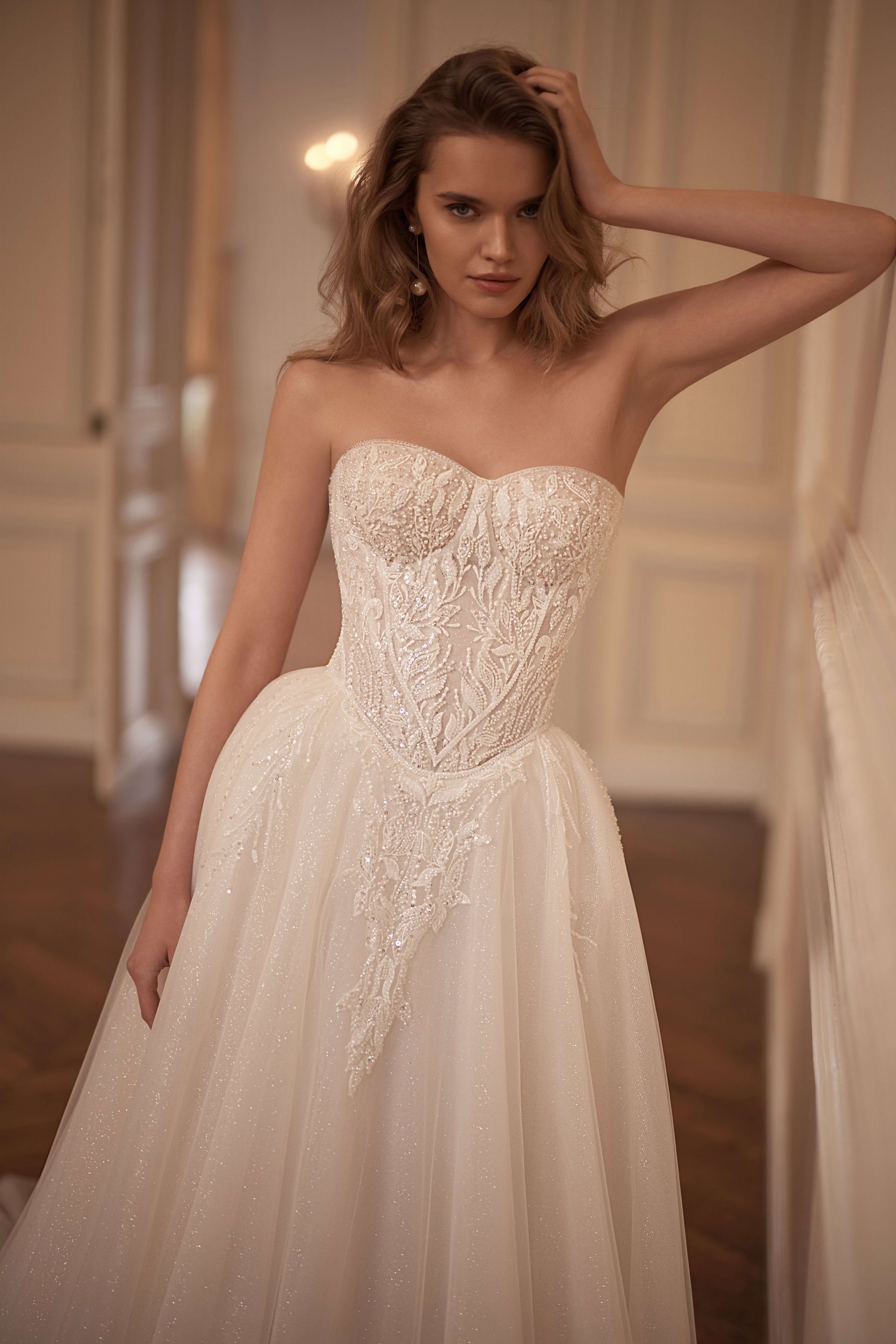 Maliya S10232 Princess BRIDAL GOWN Sparkling embroidered LONG TRAIN SELESTIA PARIS