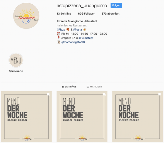 Instagram Pizzeria Buongiorno Helmstedt