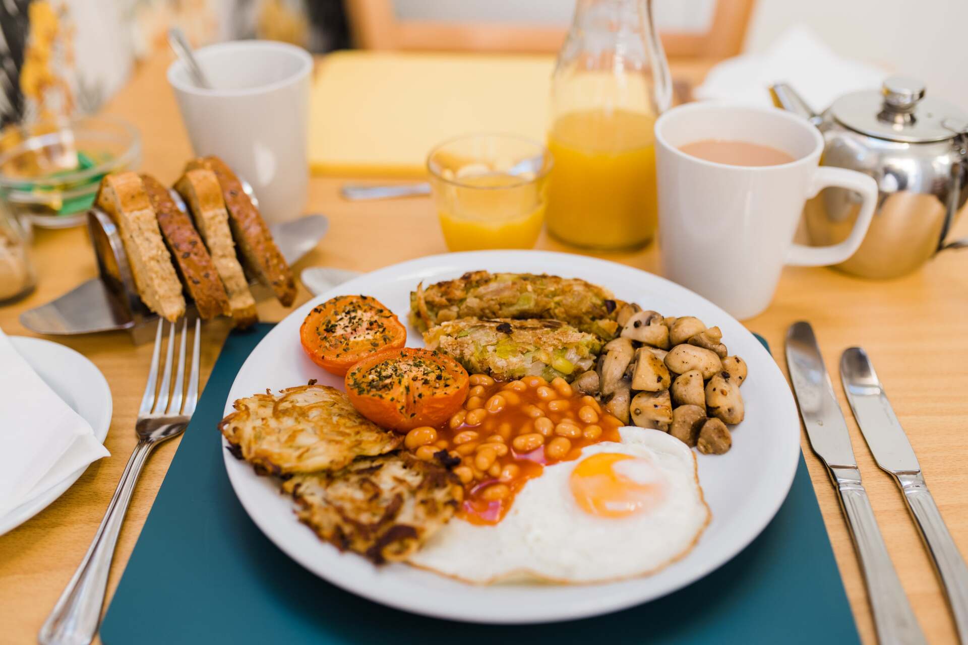 Vegetarian Full Breakfast with Fried Egg
