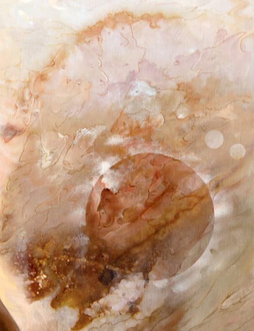 A travers ce cercle, telle une loupe, ou une porte temporelle on pénètre dans notre espace intérieur. Le supraréalisme introduit pour la première fois cet espace inconnu.