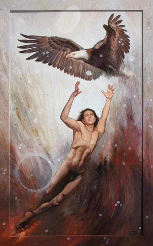 Entravé, les pieds dans la braise, pris dans le piège de l’araignée dans sa toile, l’homme est capable de tout surmonter, grâce à la force de son esprit. L'espoir est l'idée principale du supraréalisme.