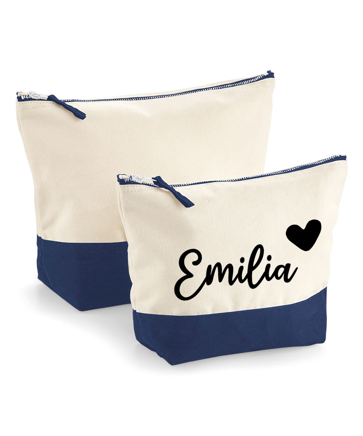 Produktfoto Kosmetiktasche blau-beige mit Wunschtext