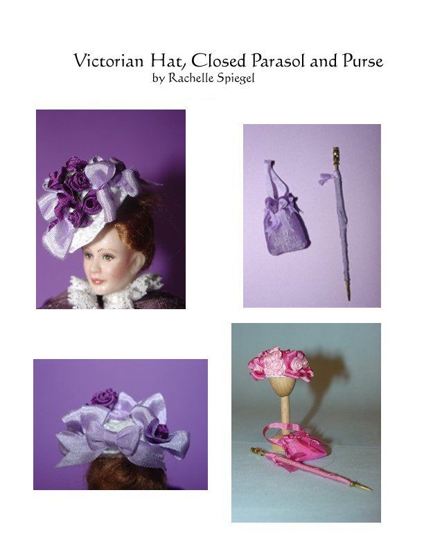 Victorian Straw Hat, Closed Parasol and Purse Kit