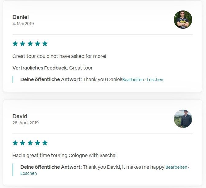 Review SDS STADTFÜHRUNGEN Sascha Seubert City tours Cologne Bonn Aachen Würzburg - excellent tour
