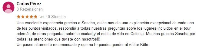 Review SDS STADTFÜHRUNGEN Sascha Seubert City tours Cologne Bonn Aachen Würzburg - excellent experience