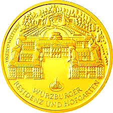 Goldmünze 100 Euro Residenz und Hofgarten Würzburg SDS STADTFÜHRUNGEN Würzburg