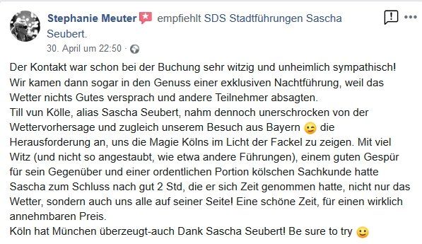 SDS STADTFÜHRUNGEN Sascha Seubert Kundenstimme Bewertung review