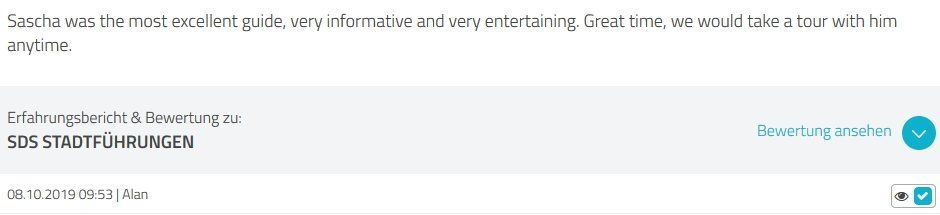 SDS STADTFÜHRUNGEN Sascha Seubert Kundenstimme Bewertung review