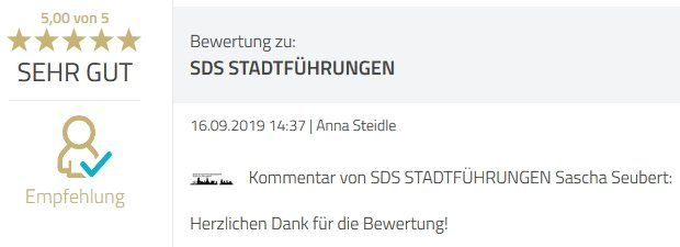 SDS STADTFÜHRUNGEN Sascha Seubert Kundenstimme Bewertung review