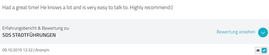Review SDS STADTFÜHRUNGEN Sascha Seubert City tours Cologne Bonn Aachen Würzburg - knows a lot