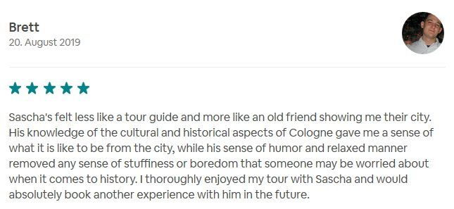 Review SDS STADTFÜHRUNGEN Sascha Seubert City tours Cologne Bonn Aachen Würzburg - thoroughly enjoyed tour