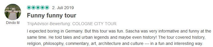 Review SDS STADTFÜHRUNGEN Sascha Seubert City tours Cologne Bonn Aachen Würzburg - Funny funny tour