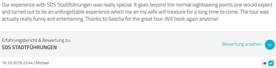 Review SDS STADTFÜHRUNGEN Sascha Seubert City tours Cologne Bonn Aachen Würzburg - experience really special