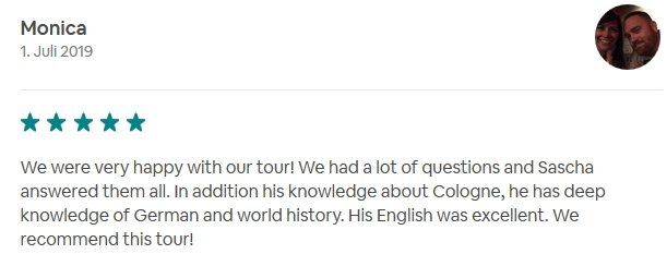 Review SDS STADTFÜHRUNGEN Sascha Seubert City tours Cologne Bonn Aachen Würzburg - very happy with our tour
