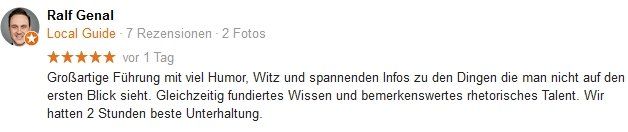 SDS STADTFÜHRUNGEN Sascha Seubert Kundenstimme Bewertung review
