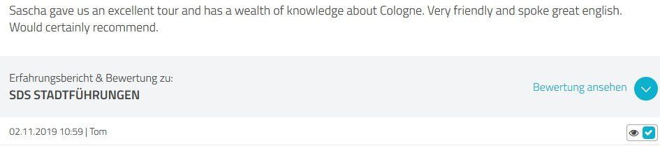 Review SDS STADTFÜHRUNGEN Sascha Seubert City tours Cologne Bonn Aachen Würzburg - excellent tour