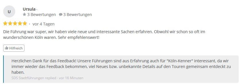 SDS Stadtführungen Köln Bonn Aachen Würzburg Kundenbewertung Feedback TOP-Dienstleister 2019 Von Kunden empfohlen 2019 Proven Expert Groupon