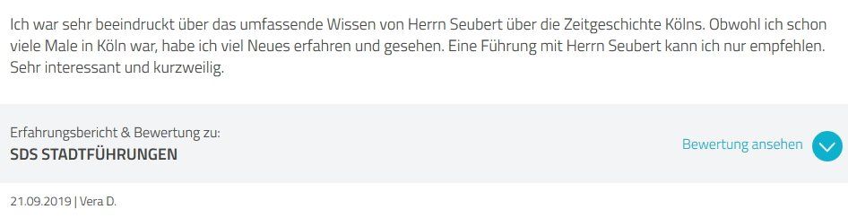 SDS STADTFÜHRUNGEN Sascha Seubert Kundenstimme Bewertung review