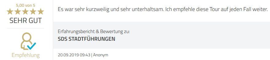 SDS STADTFÜHRUNGEN Sascha Seubert Kundenstimme Bewertung review