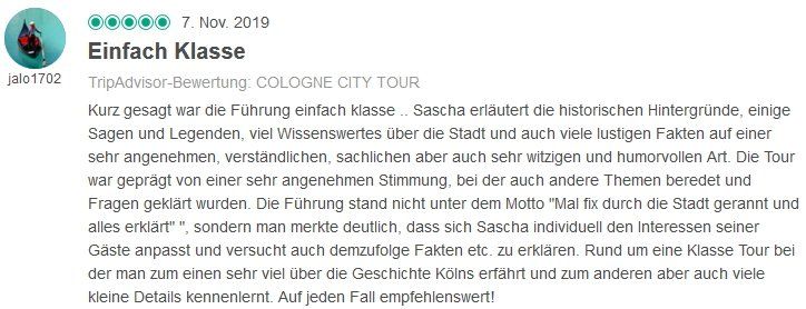 SDS STADTFÜHRUNGEN Sascha Seubert Kundenstimme Bewertung review