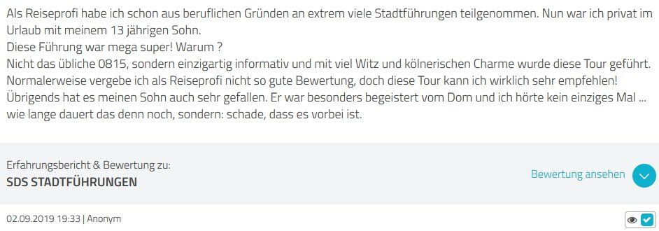 SDS STADTFÜHRUNGEN Sascha Seubert Kundenstimme Bewertung review