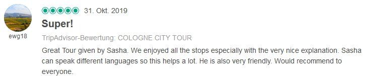 Review SDS STADTFÜHRUNGEN Sascha Seubert City tours Cologne Bonn Aachen Würzburg - super great tourtour