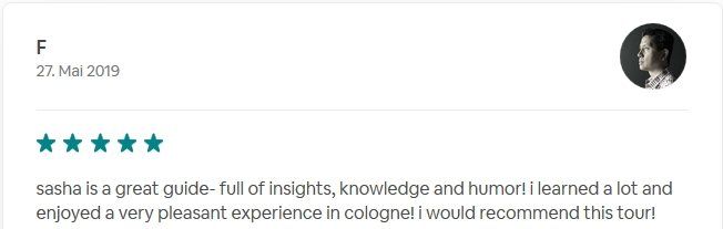Review SDS STADTFÜHRUNGEN Sascha Seubert City tours Cologne Bonn Aachen Würzburg - great guide