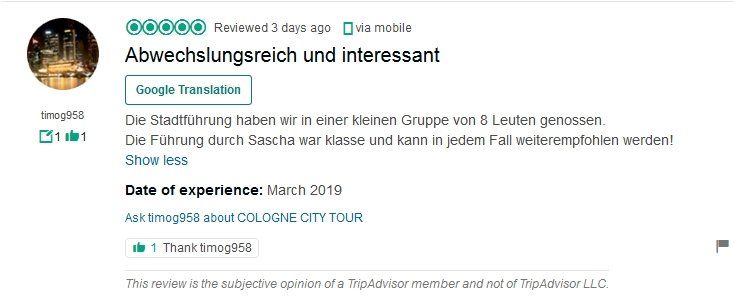 SDS STADTFÜHRUNGEN Sascha Seubert Kundenstimme Bewertung review
