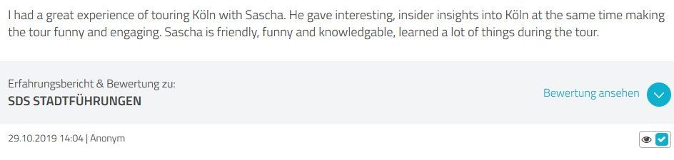 SDS STADTFÜHRUNGEN Sascha Seubert Kundenstimme Bewertung review