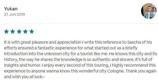 Review SDS STADTFÜHRUNGEN Sascha Seubert City tours Cologne Bonn Aachen Würzburg - great pleasure