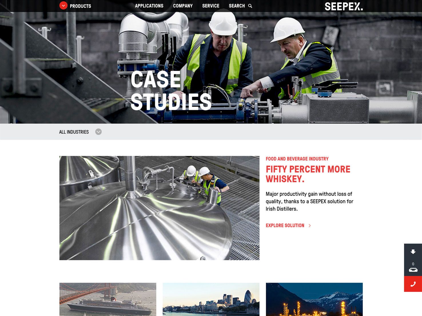 Zwei Techniker der Irish Destillers bei der Arbeit. Detailseite für den Relauch seepex.com der Whiskey Destillerie