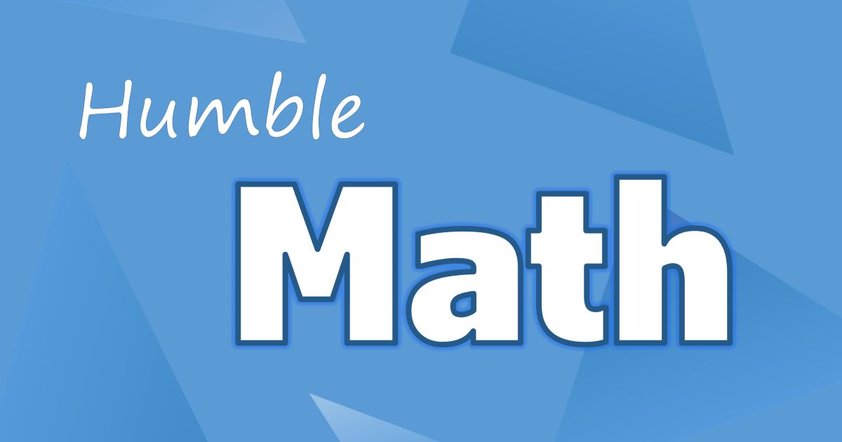 Humble Math logo with blue shapes in the background.