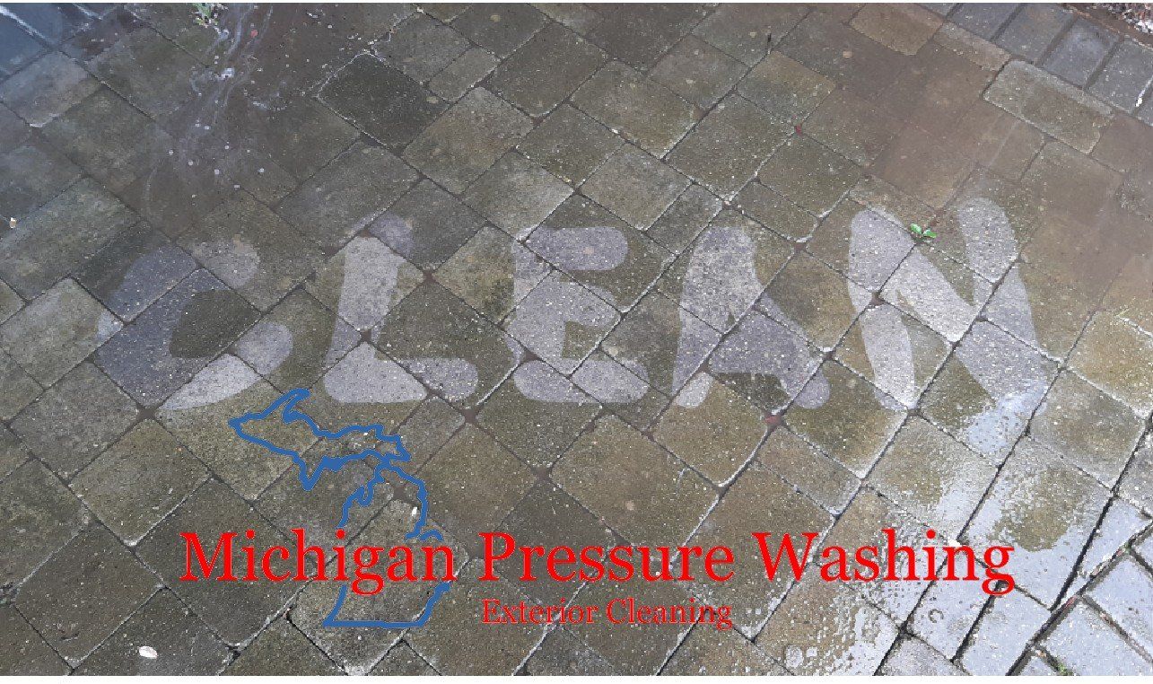 Paver patio pressure washing, power washing. Michigan Pressure Washing Exterior Cleaning