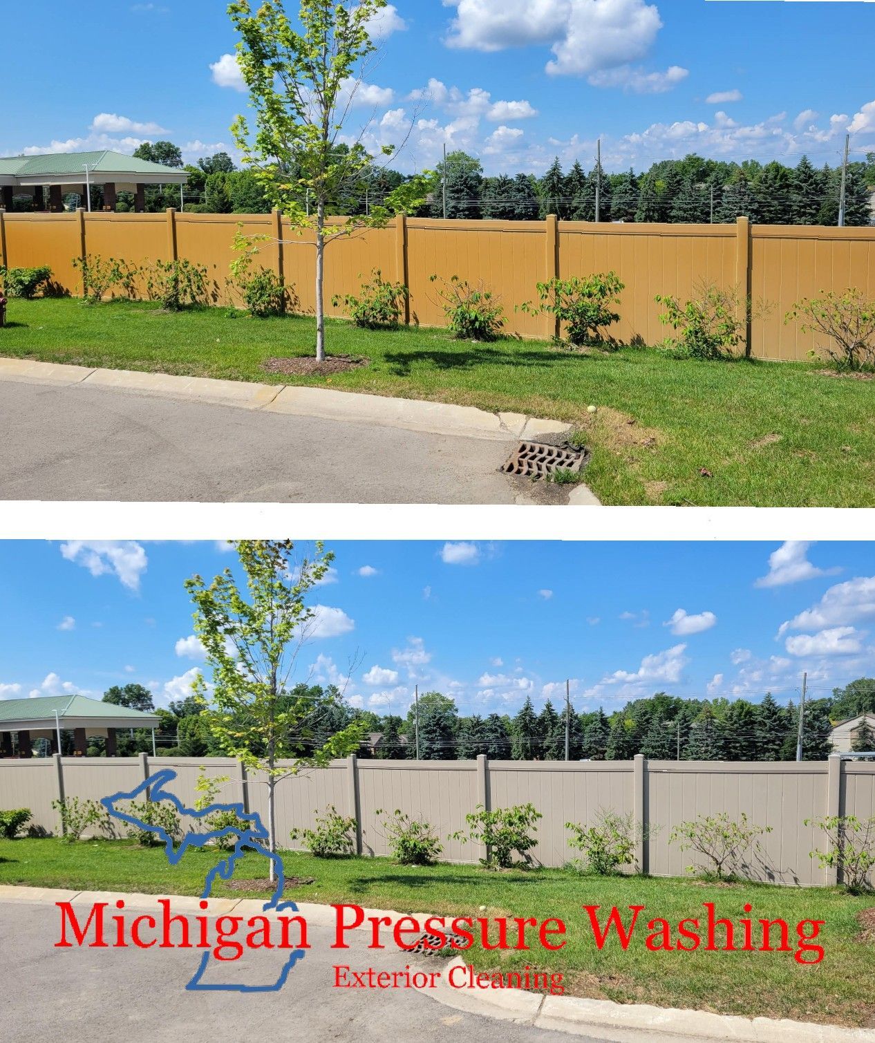 Rust removal, irrigation stains, F9 certified professional Michigan Pressure Washing Exterior Cleaning