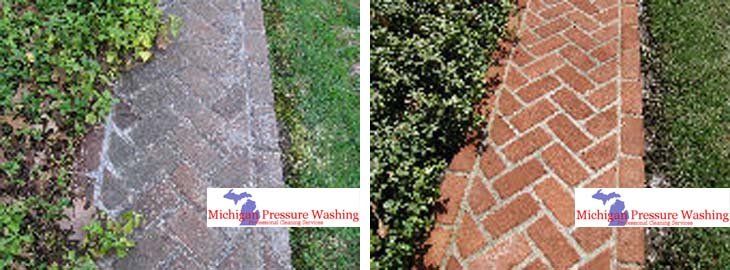 Power washing paver brick walkway Pressure washing paver and brick michigan