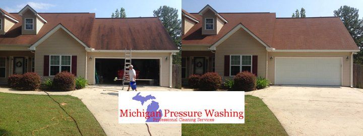 Roof washing. Soft washing Michigan Pressure Washing Exterior Cleaning