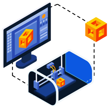 Icone représentant une plateforme de fabrication par impression 3D