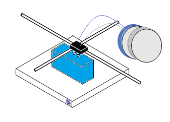 Icône représentant le fonctionnement du dépôt de filament, technologie d'impression 3D FDM