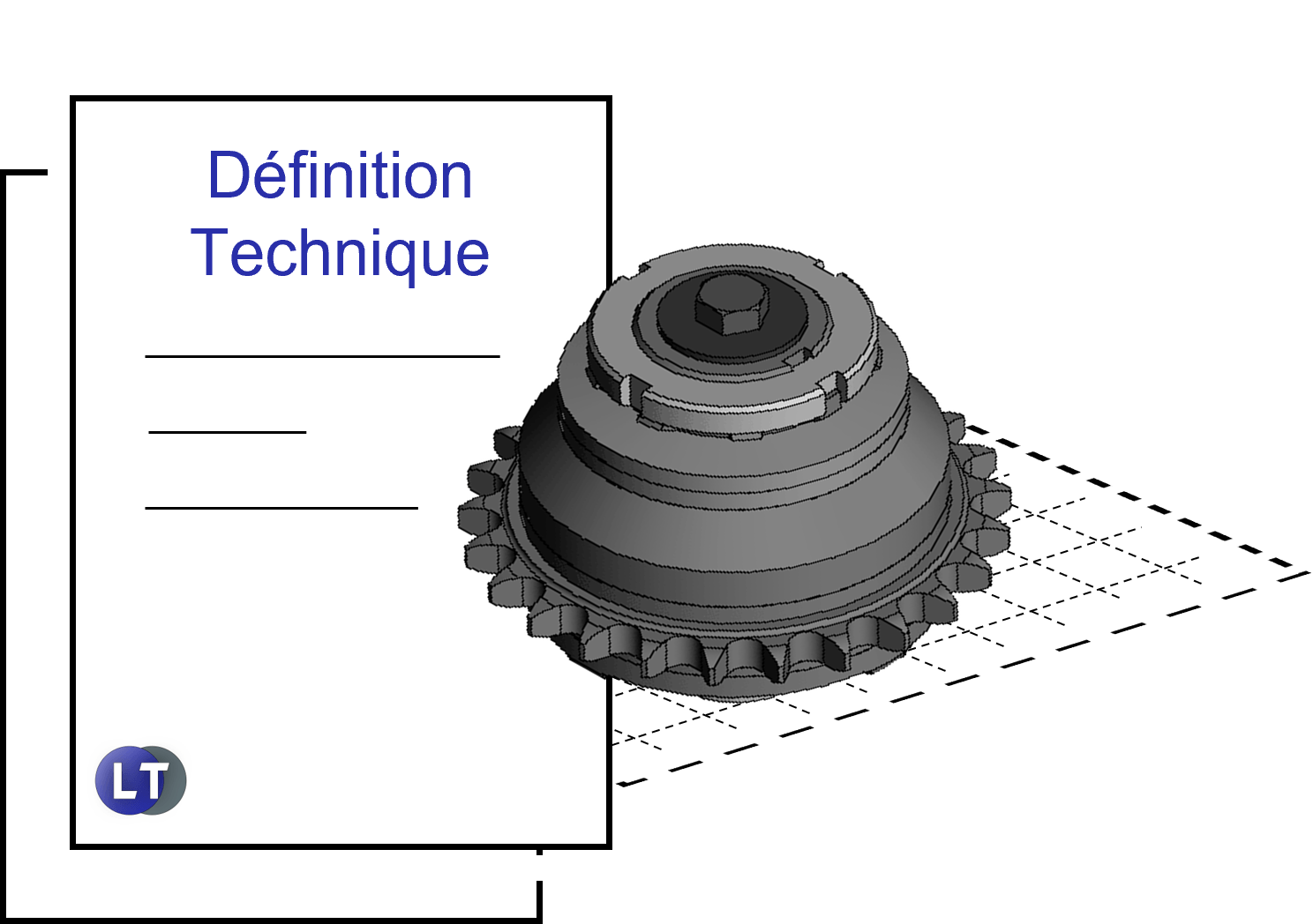 Icone présentant la définition technique et le cahier des charges d'une pièce imprimée en 3D