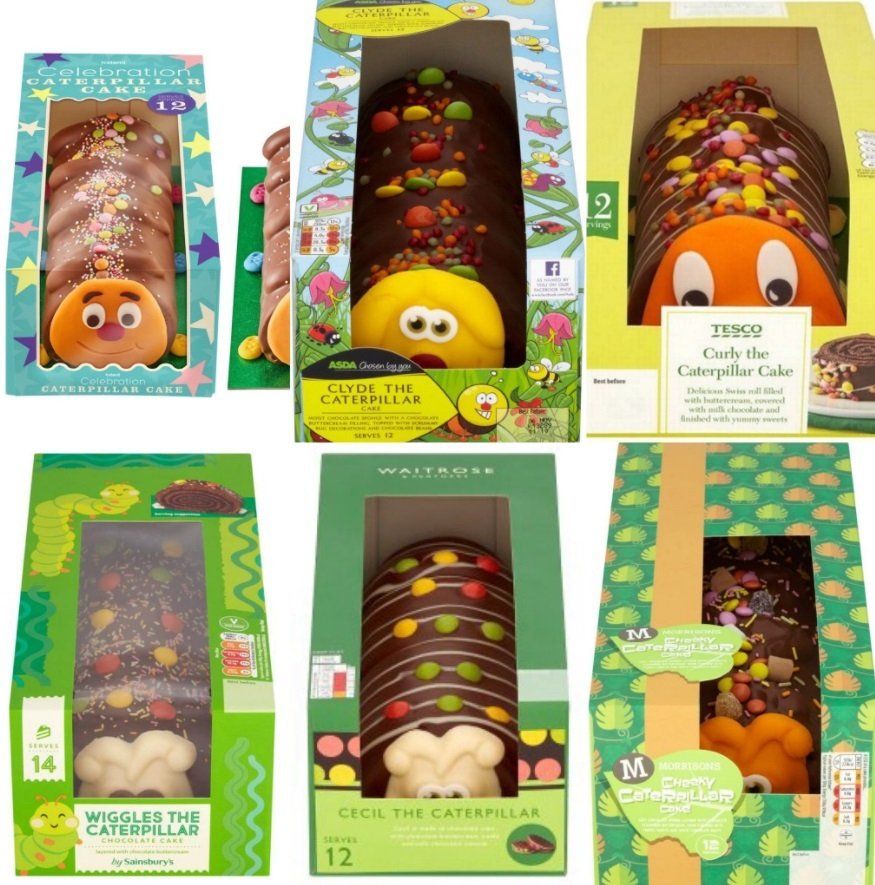 Caterpillar cakes compared