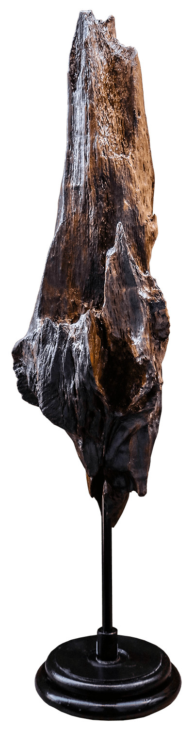 Flamme en bois, sculpture sur le temps qui passe, signé du sculpteur jaym